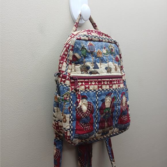 Vintage Whimsical Christmas Scene Small Backpack Bag Retro Festive Santa Y2K - Picture 3 of 11